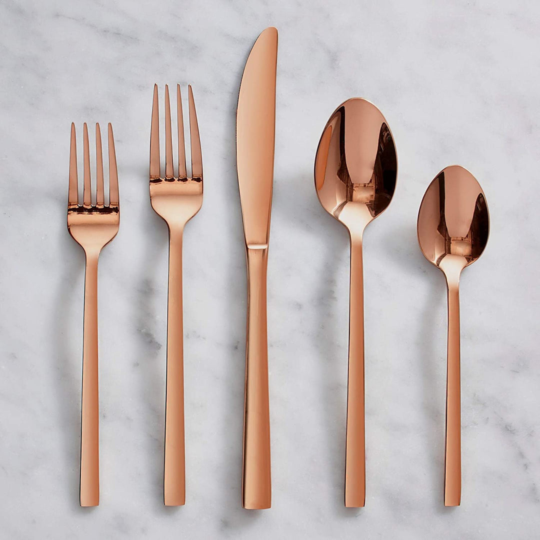 Flatware Stainless Steel Copper 20pc Set None Modern Contemporary - Diamond Home USA