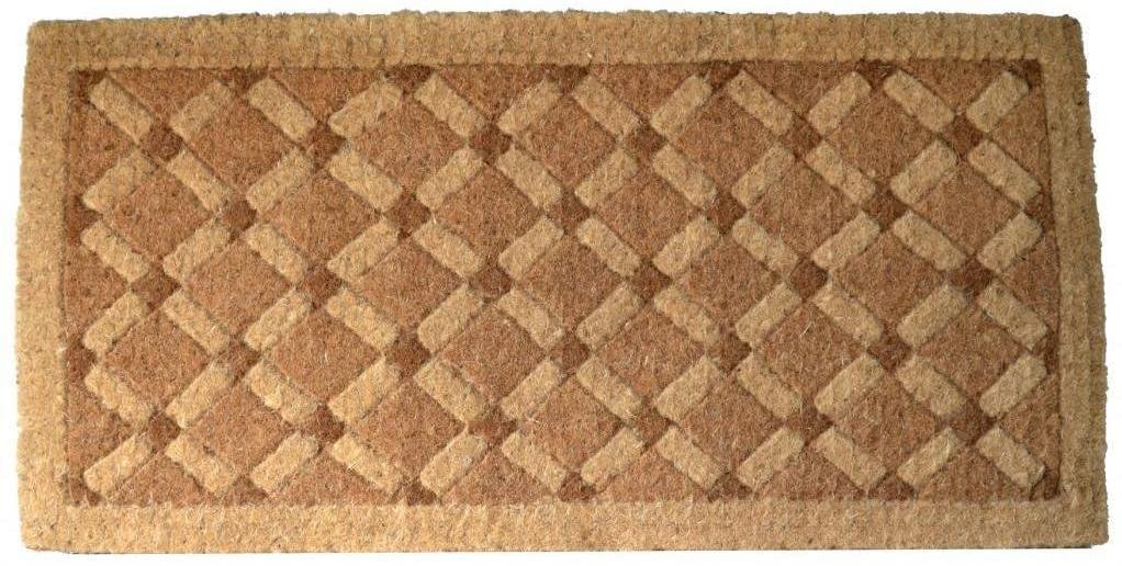 Handmade Outdoor Coconut Fiber Cross Board Door Mat (3'11