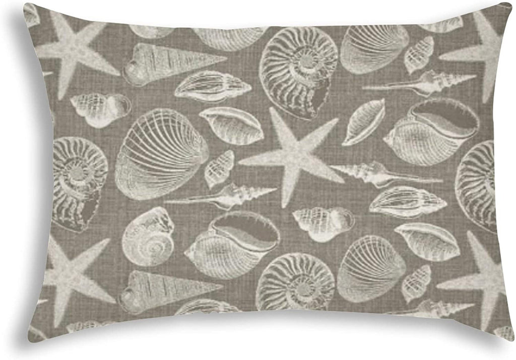 Island Taupe Indoor/Outdoor Pillow Sewn Closure Color Graphic Modern Contemporary Polyester Water Resistant