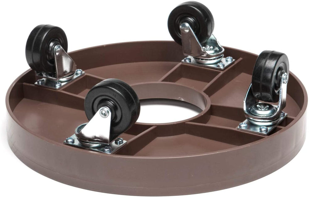 Espresso Plastic 12 inch Plant Dolly Hole Brown