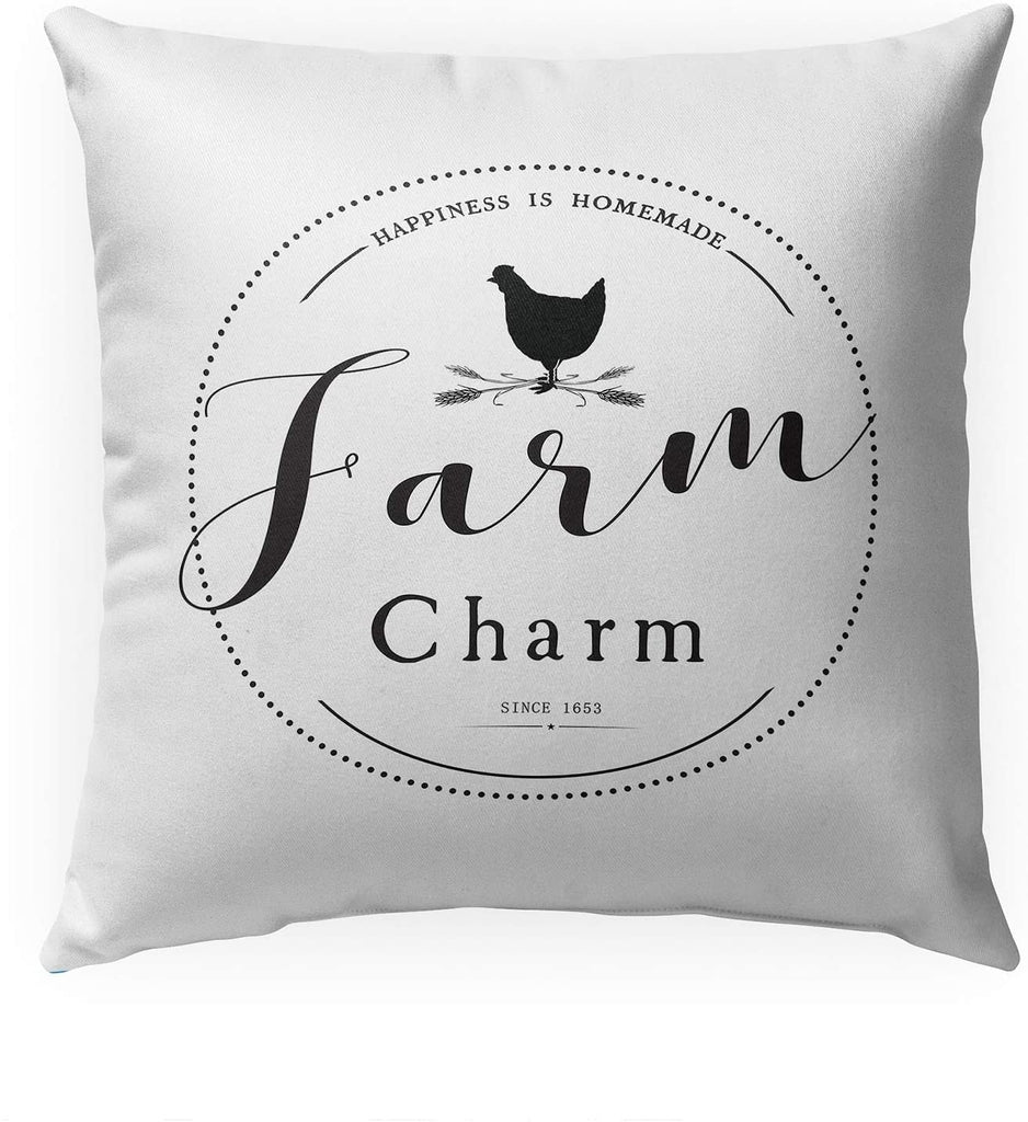 MISC Farm Charm Indoor|Outdoor Pillow by 18x18 Black Farmhouse Polyester Removable Cover