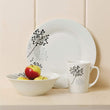 Unknown1 Floral Touch 12 Piece Dinnerware Set White Casual Round Stoneware Microwave Safe