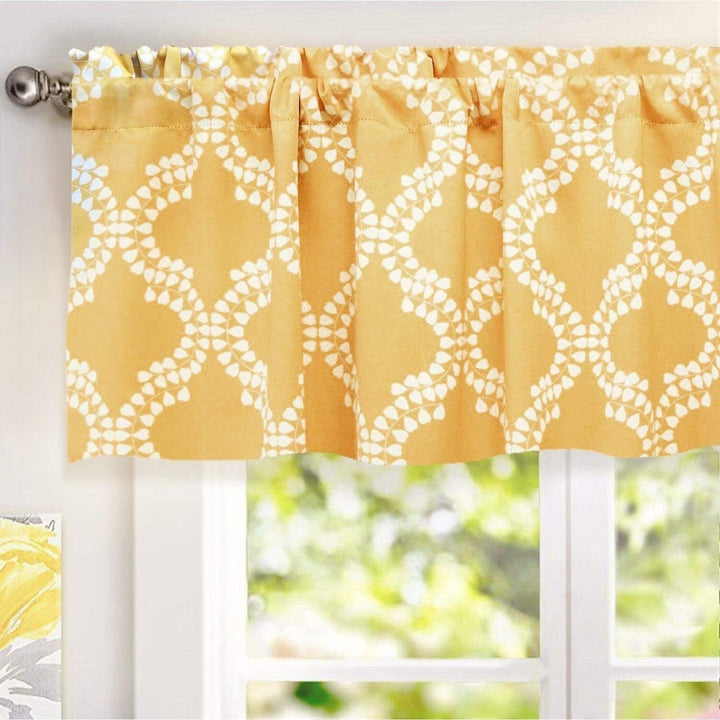 Geo/Leaf Window Curtain Valance Yellow Geometric Moroccan