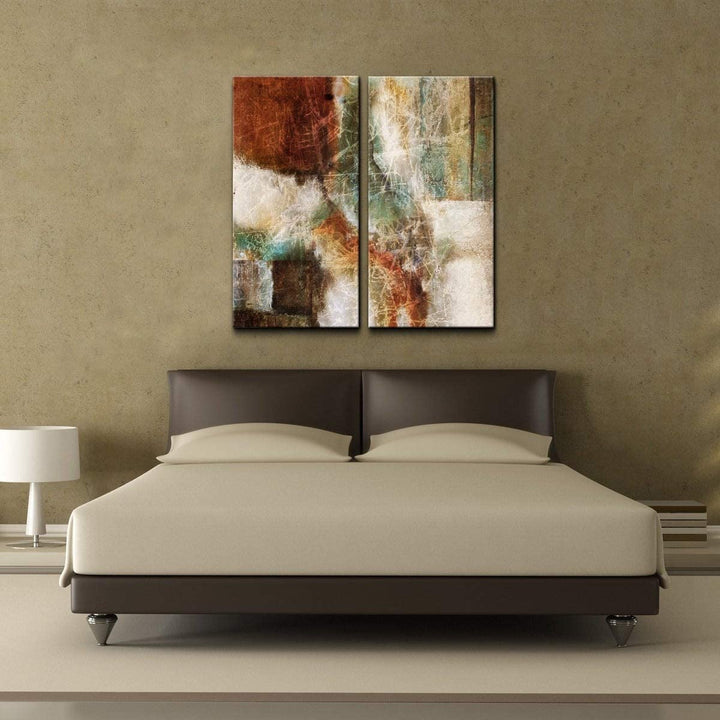 Rustic 'Abstract' 2 pc Canvas Art Set Brown Color Modern