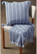 Woven Cotton Blue Throw Blanket (50" X 60") Off White Plaid Striped Casual Nautical Coastal Shabby Chic Handmade Wearable