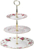 New Country Roses White 3 Tier Cake Stand Color Pink Floral Farmhouse Modern Contemporary Round Bone China Ceramic 1 Piece