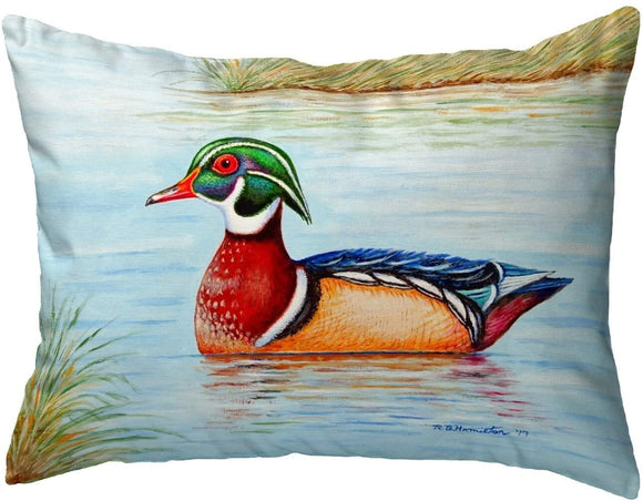 Male Wood Duck Ii Small No Cord Pillow 11x14 Color Graphic Cabin Lodge Polyester