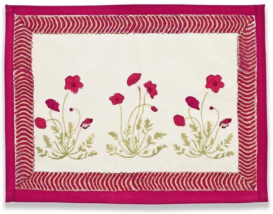 Poppies Mats 15x18 inch (Set 6) Red Casual