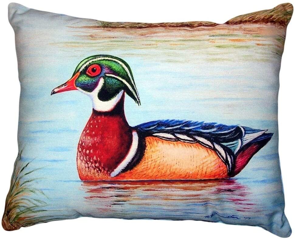 Male Wood Duck Ii No Cord Pillow 16x20 Color Graphic Cabin Lodge Polyester