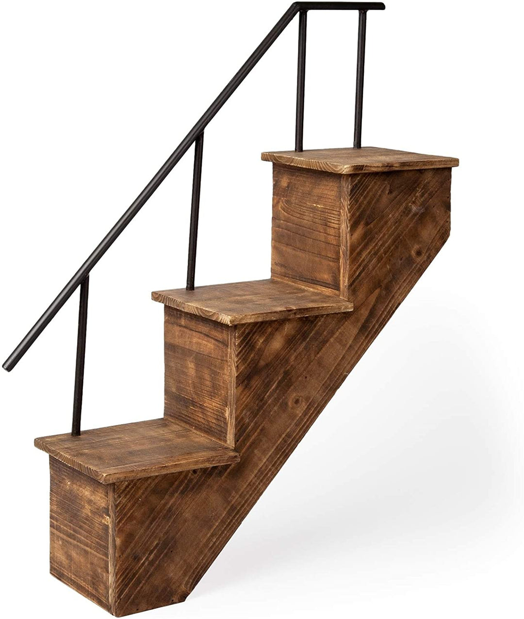 Page Brown Metal Pine Wall Mount Staircase Shelf