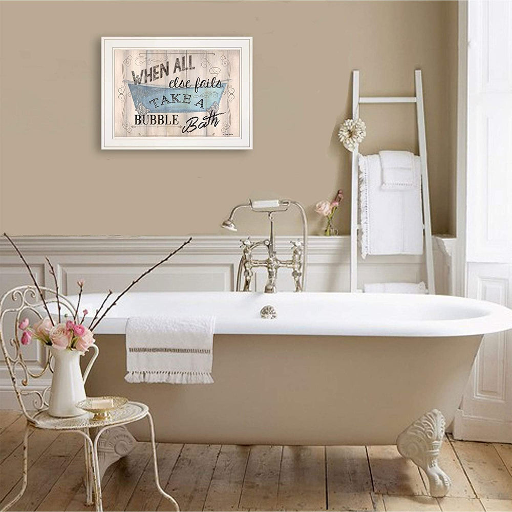 Bathroom Humor Dewitt Ready Hang Framed White Frame Modern Contemporary Rectangle Made USA