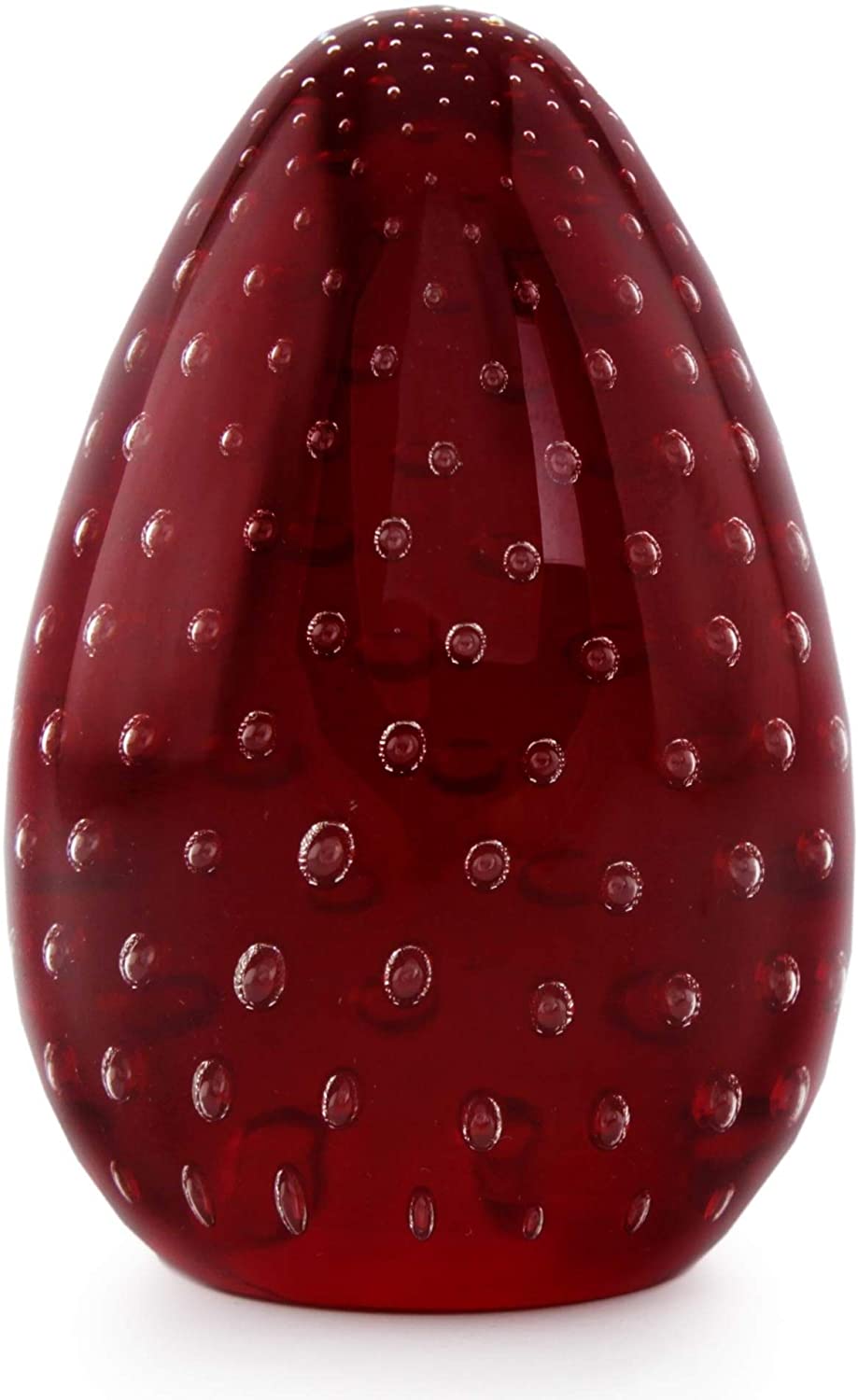 Hand Blown 'Vermilion Egg' Paperweight (Brazil) Red