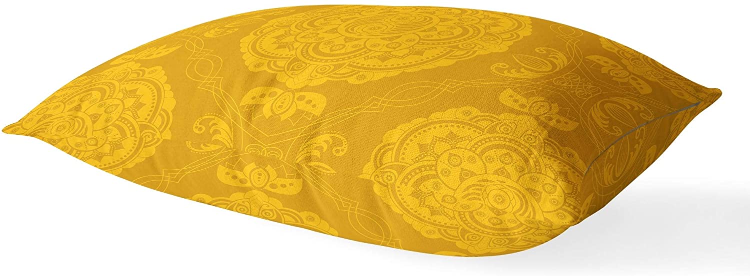 UKN Gold Lumbar Pillow Gold Floral Modern Contemporary Polyester Single Removable Cover