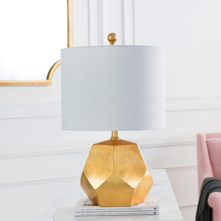 Table Lamp Gold Base Cream Shade Beige Modern