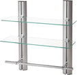 UKN 2 Tier Adjustable Glass Shelf Frame Towel Bar Silver Brushed Includes Hardware