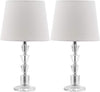 Lighting 16 inch White Shade Tiered Crystal Orb Table Lamp (Set 2) 9"x9"x16" Clear Modern Contemporary Transitional Chrome Bulbs Included
