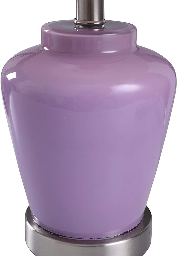 High Gloss Lilac Glass Ginger Jar Accent Lamp Purple Silver Transitional