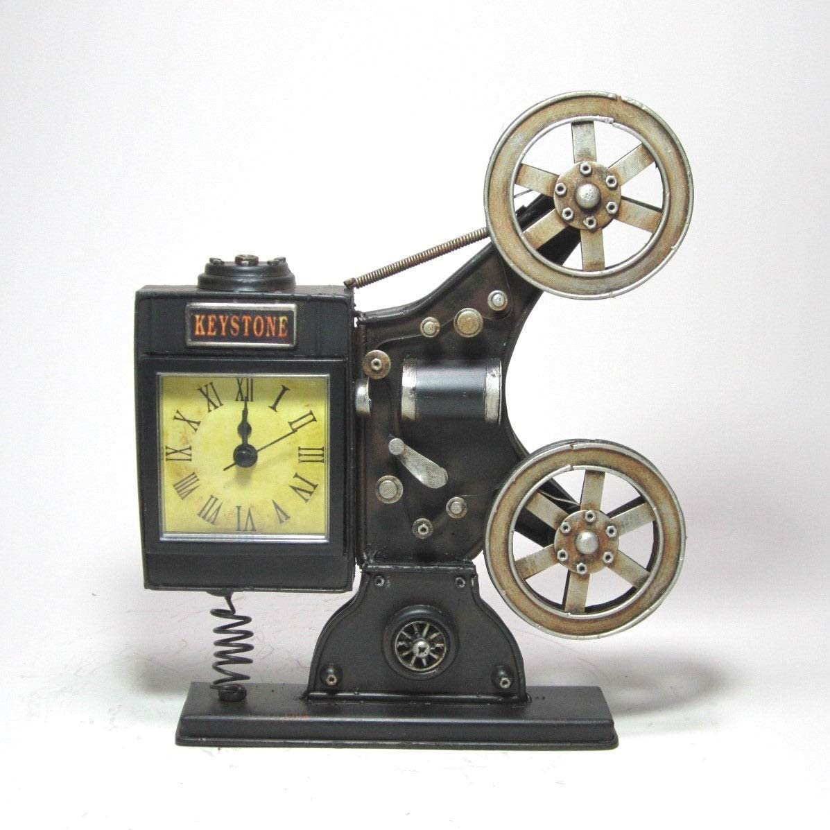 Old School Film Projector Tabletop Clock Small Color Iron Antique