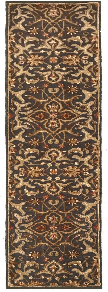 Hand Tufted Floral Pattern Transitional Wool Rug 2'3" X 10' Brown Grey Contains Latex