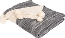 50 X 60 inch Pom Throw Blanket Grey Off/White Striped Modern Contemporary Cotton