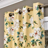 Cotton Curtain Panel Yellow Floral Modern Contemporary