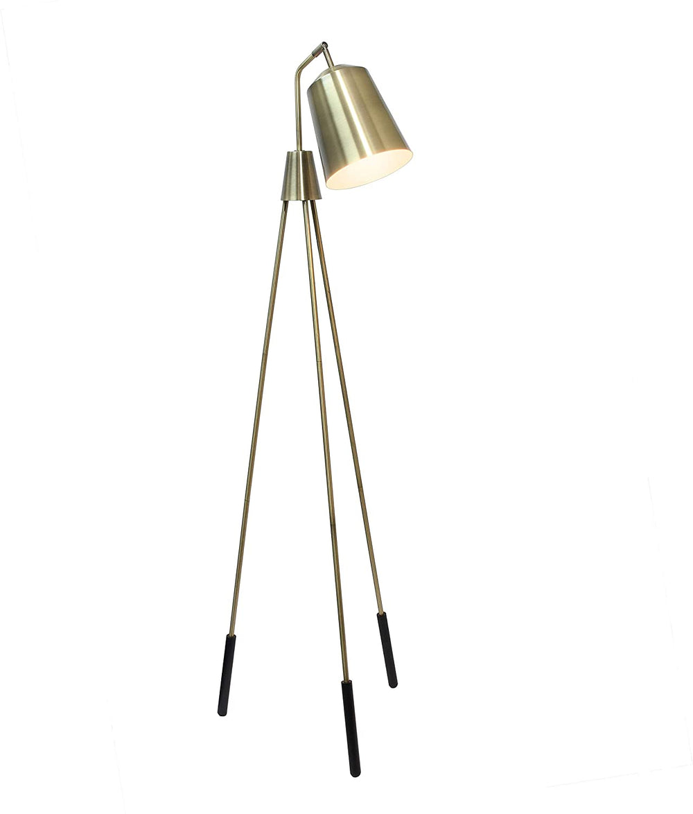 Home Industrial 1 Light Tripod Floor Lamp Interior White Spotlight Antique Brass Modern Contemporary