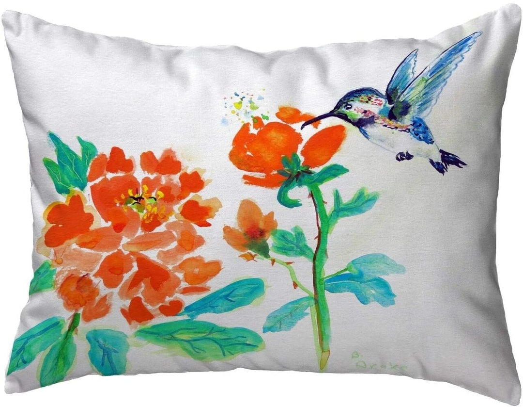 Hummingbird Red Flower Small No Cord Pillow 11x14 Color