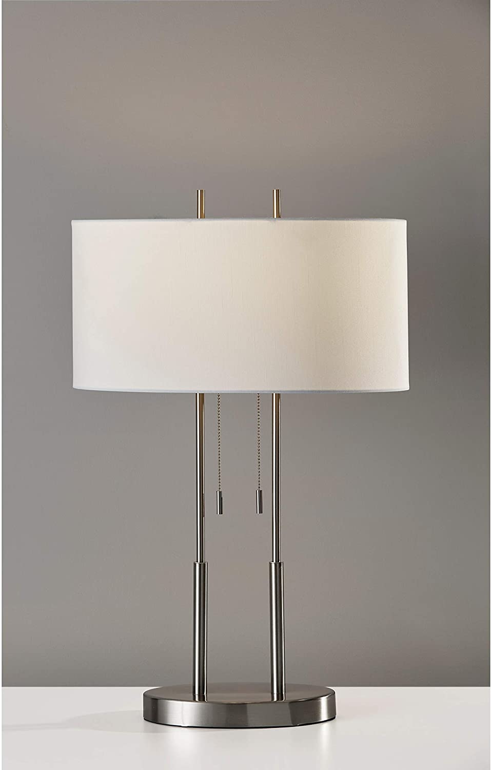 Satin Steel Table Lamp Silver Modern Contemporary Transitional