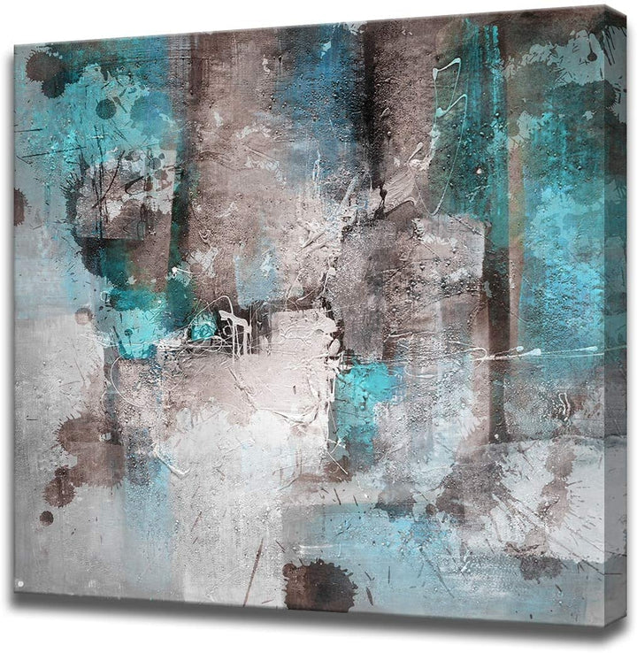 Abstract Wrapped Canvas Wall Art Black Brown Grey Industrial Modern Contemporary Square Wood Handmade Includes Hardware - Diamond Home USA