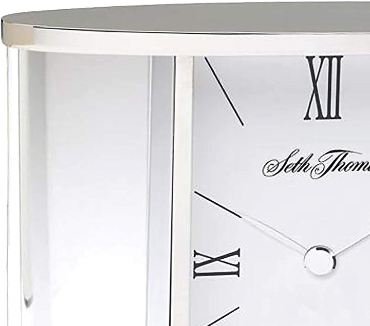 Carriage Shape Glass Table Clock Silver Rectangular Chrome Finish - Diamond Home USA