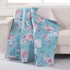 Turquoise Blue Throw Blanket Green Pink Floral Solid Color Microfiber