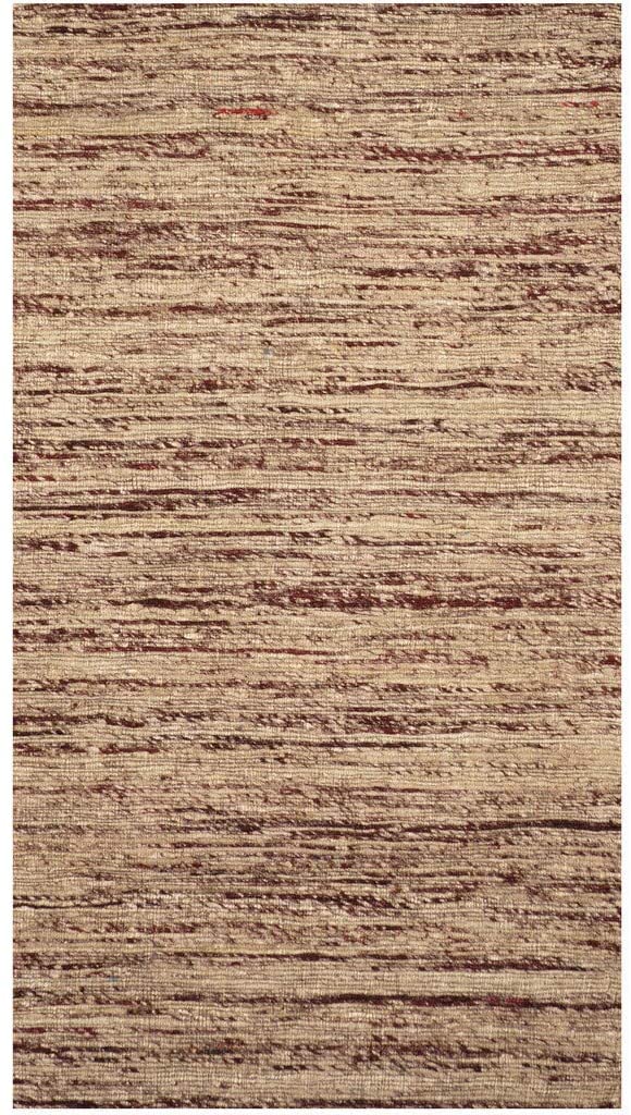 Handmade Chenille Flatweave Rug (India) 2'8" X 4' Brown Abstract Oriental Modern Contemporary Latex Free