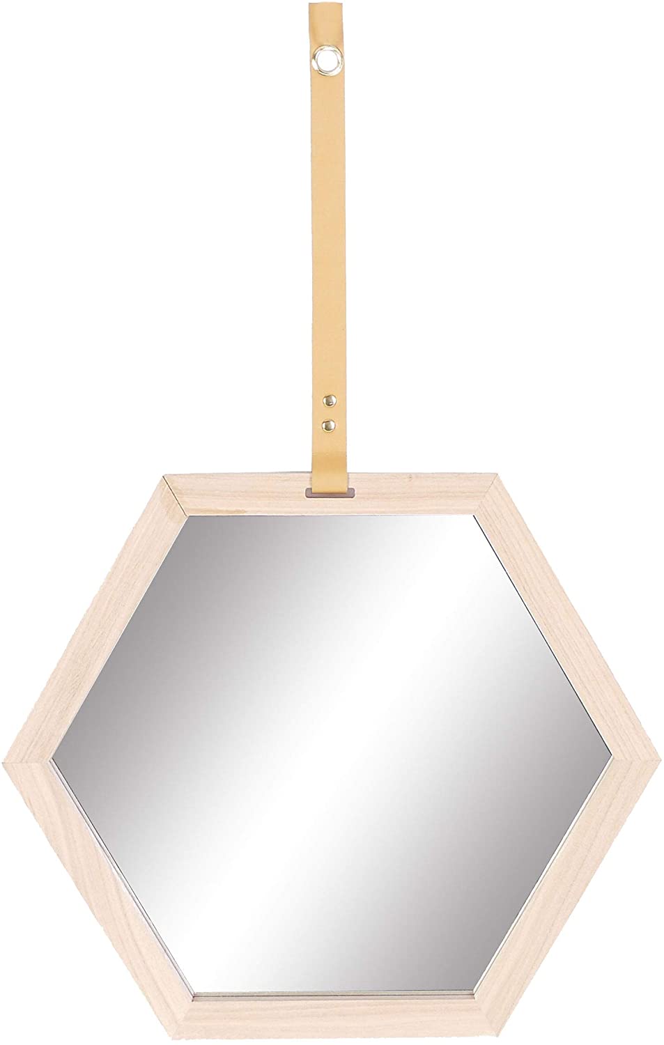 16 inch X 14 inch Large Hexagon Mirror Natural Modern