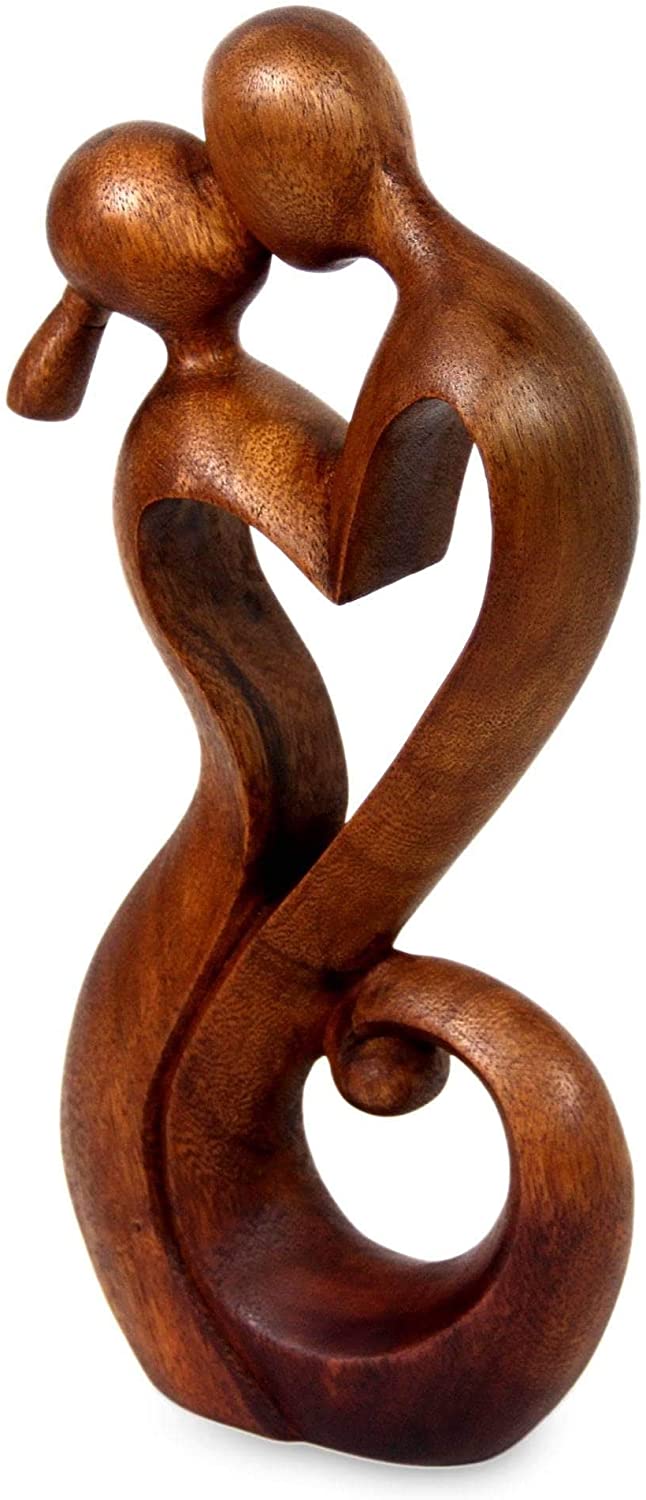 Handmade Wood Everlasting Kiss Statuette (Indonesia) Brown - Diamond Home USA