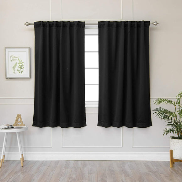 Solid Insulated Thermal Blackout Curtain Set 2 Panels 52