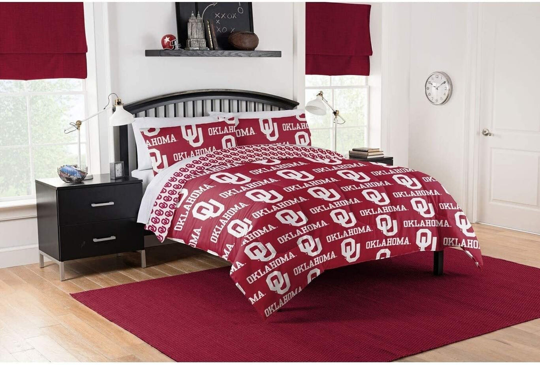 5 Piece Oklahoma Sooners Comforter Full Set College Football