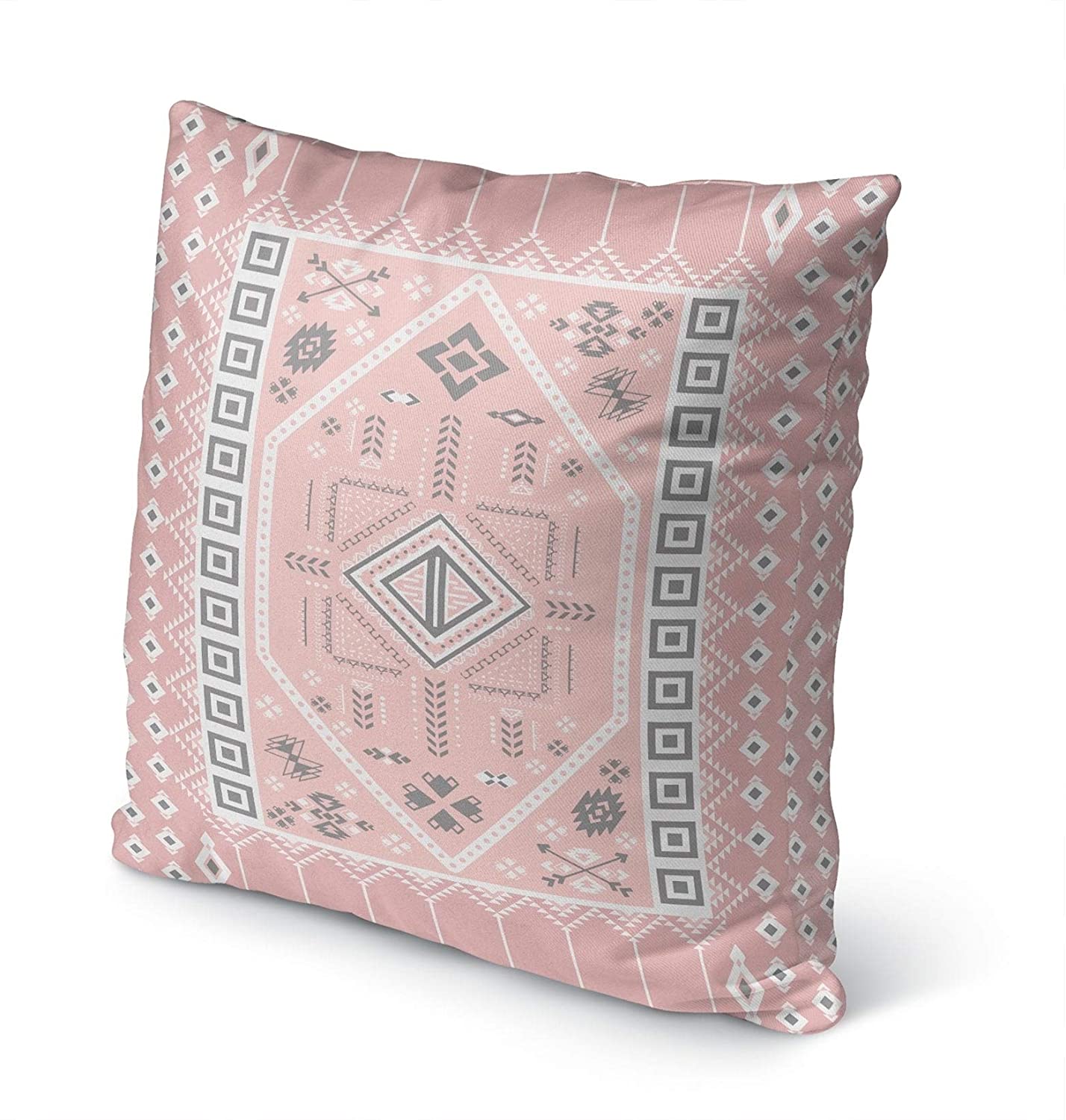 MISC Pink Indoor|Outdoor Pillow by 18x18 Pink Geometric Southwestern Polyester Removable Cover