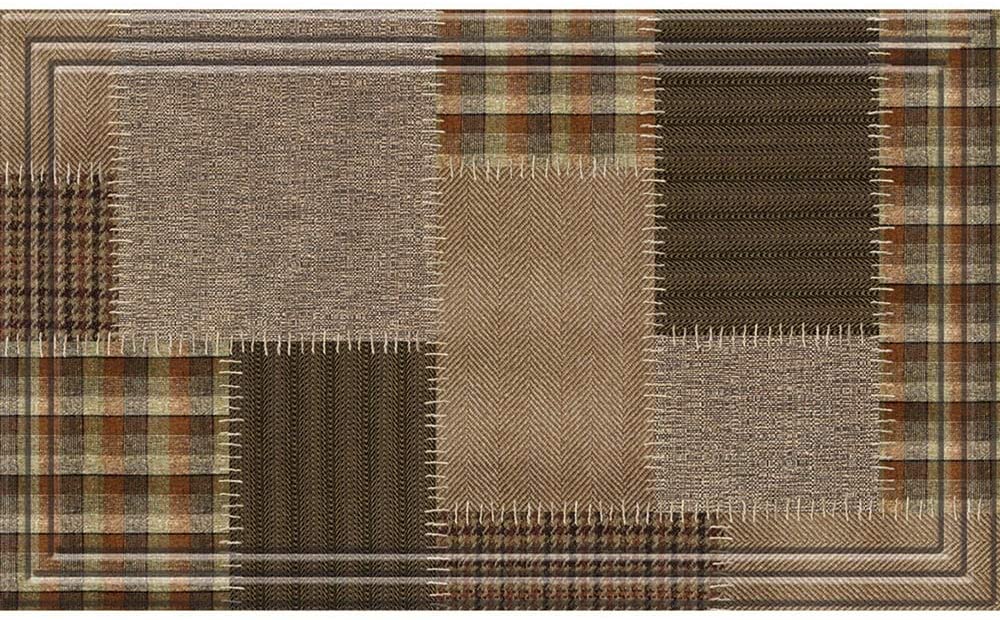 Tweed Patchwork Brown Door Mat (18 X 30) Casual Modern