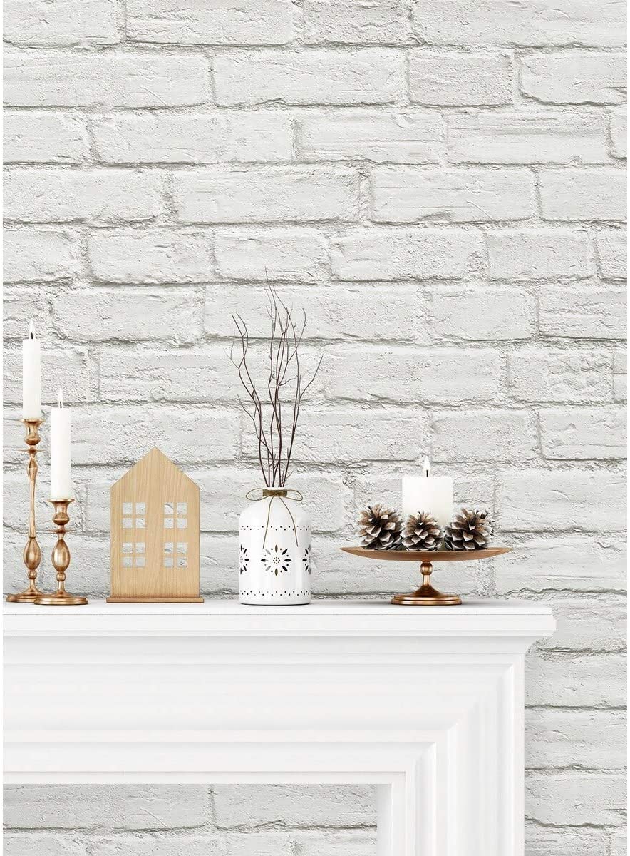 Winter Vintage Brick Christmas Peel Stick Wallpaper 20 5 W X 18 Ft L Off/White Industrial Vinyl Self Adhesive - Diamond Home USA