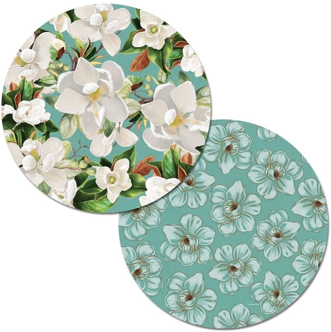 Round Wipe Clean Placemats Set 4 Sweet Magnolia Color