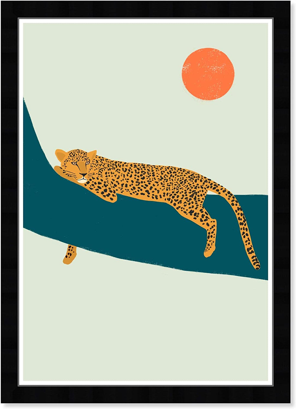 Tiger Sun' Animals Wall Art Framed Felines Orange Blue Tropical Rectangle - Diamond Home USA