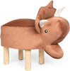 Contemporary Kids Triceratops Ottoman Brown Modern MDF Wood