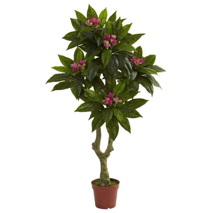 Green Plumeria Plants 5ft Artificial Tree Faux Pink