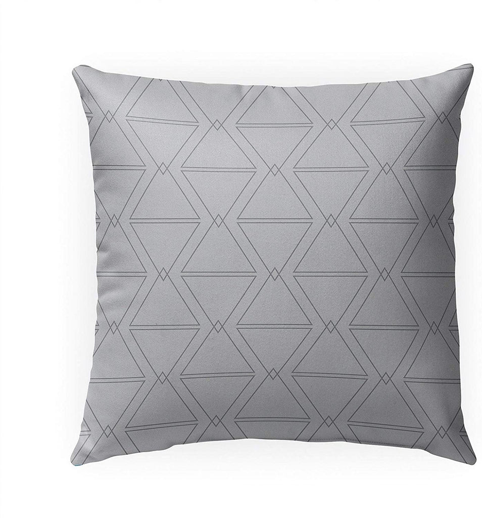 Grey Indoor|Outdoor Pillow by 18x18 Grey Geometric Modern Contemporary Polyester Removable Cover