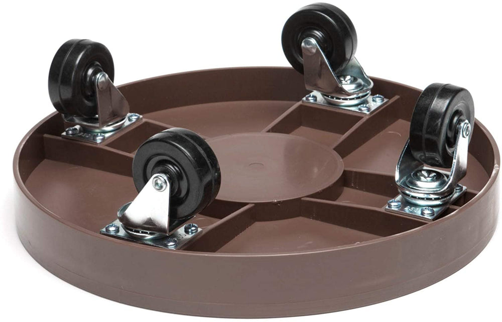 Espresso Plastic 12 inch Plant Dolly Brown Round