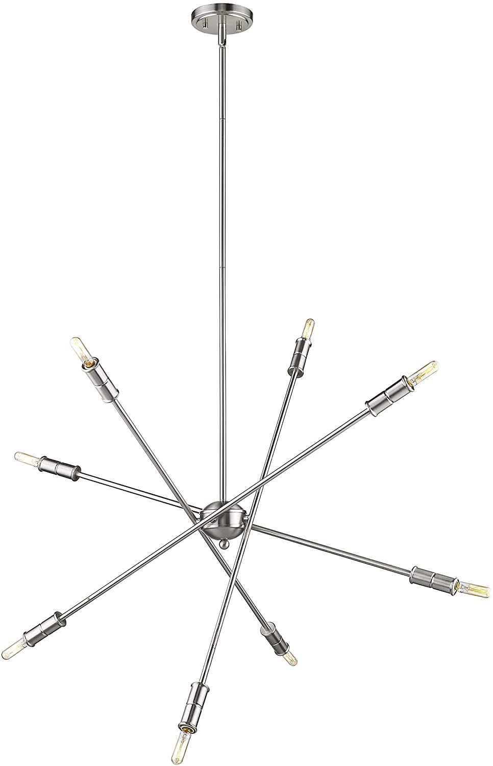 Mid Century Modern Sputnik Satin Nickel Chandelier Silver Mid Century Metal Dimmable - Diamond Home USA