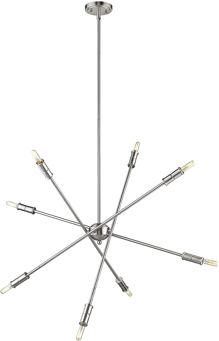 Mid Century Modern Sputnik Satin Nickel Chandelier Silver Mid Century Metal Dimmable - Diamond Home USA