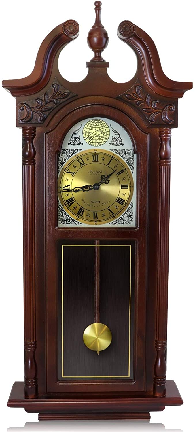 38" Decorative Antique Chiming Wall Clock Brown