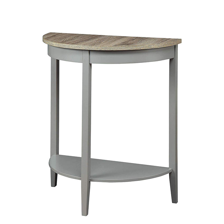 Grey Oak Finish Semi Circle Demilune Table Small Hallway