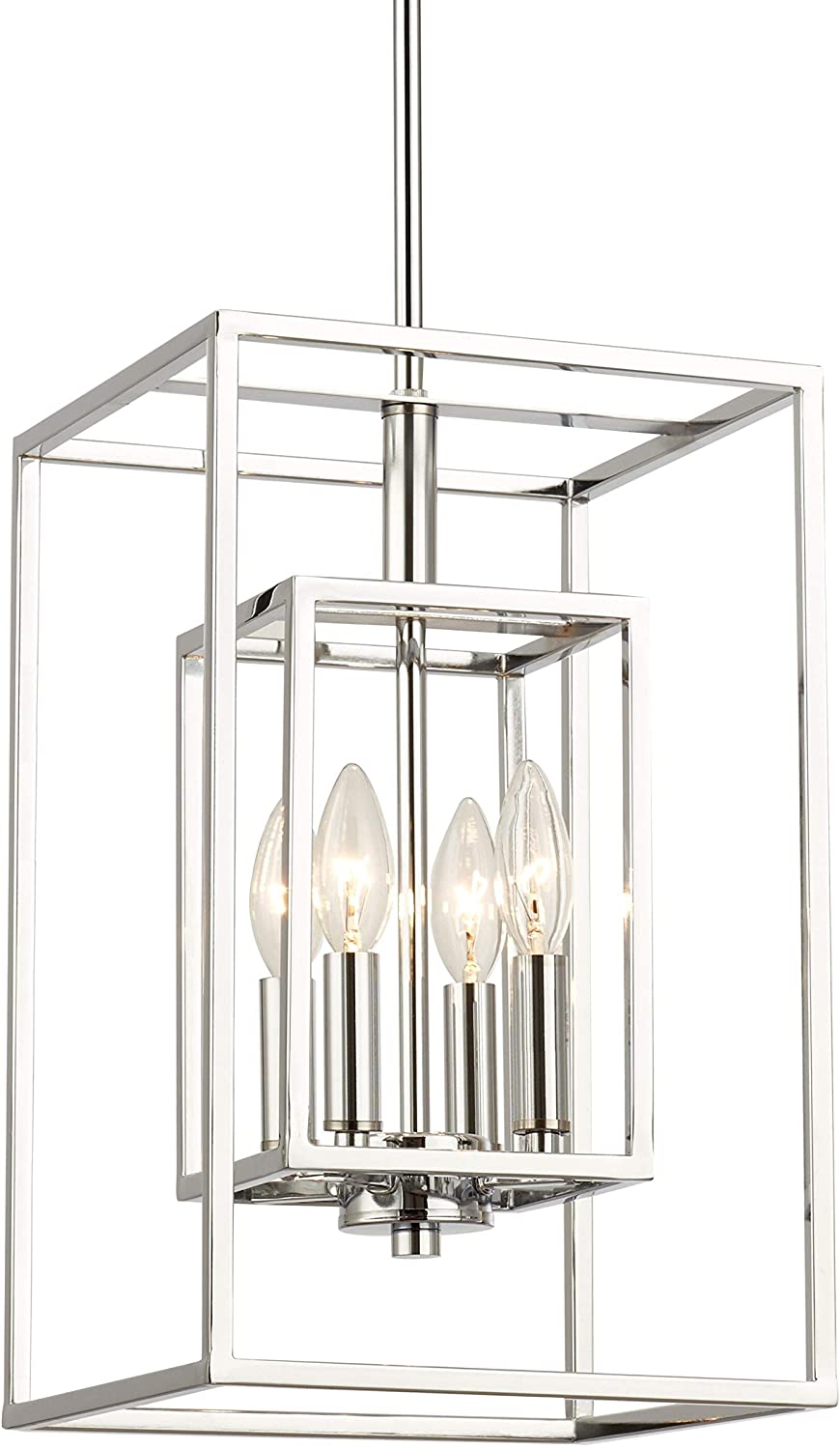 4 Light Polished Chrome Pendant Modern Contemporary Transitional Steel Dimmable